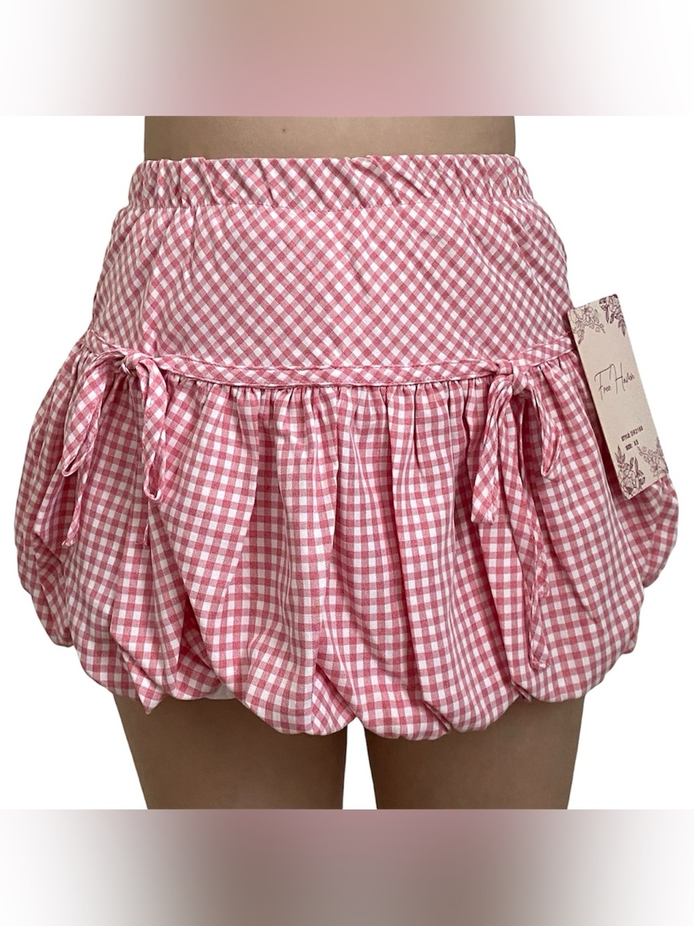 Free Haven Pink Gingham Bubble Mini Skort Skirt with Shorts Women's Size XS